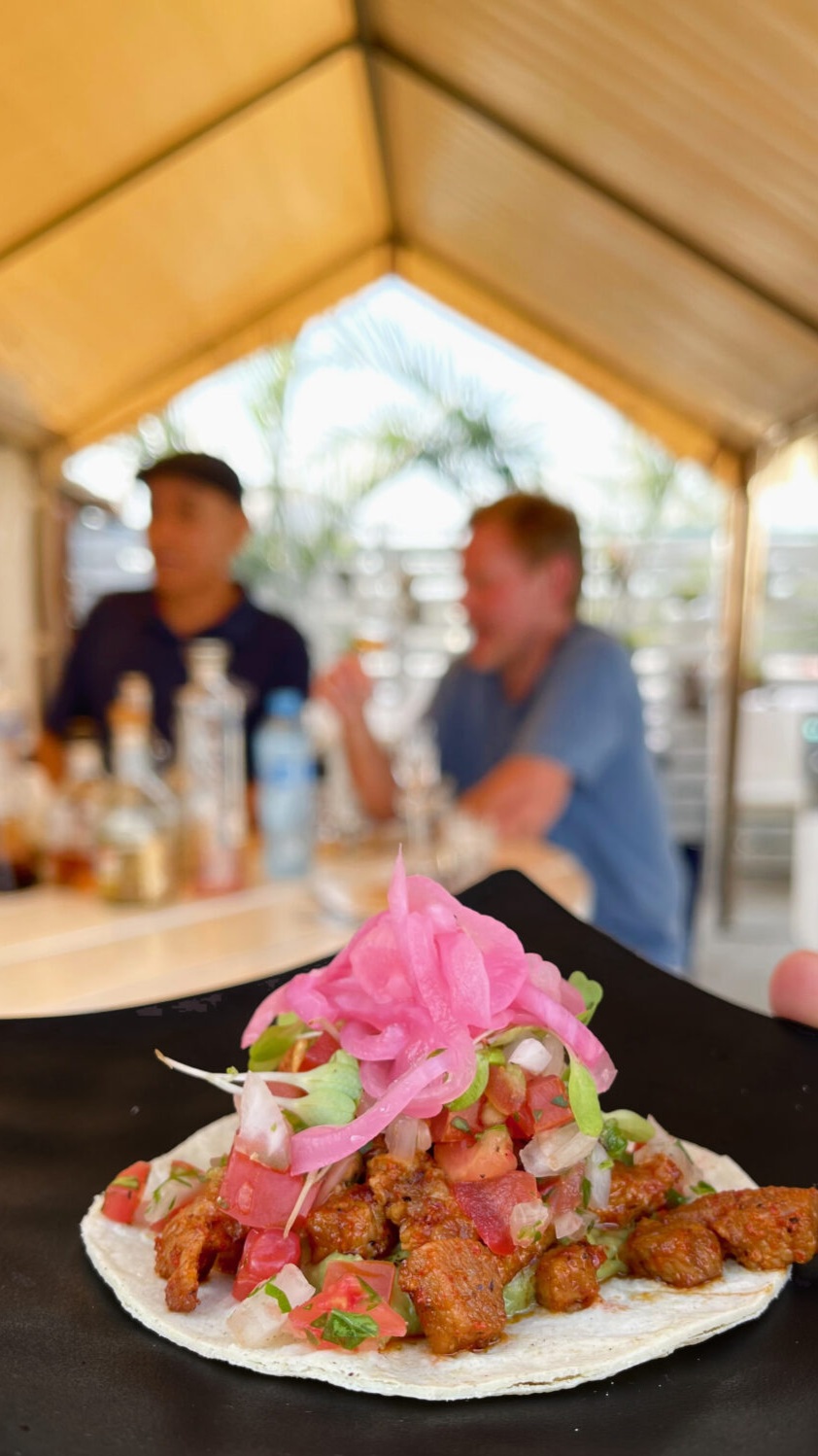 Delicious plate of food paired with tequila during Tequila University on Mondays at 4pm at La Sirena Puerto Morelos.